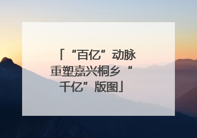 “百亿”动脉重塑嘉兴桐乡“千亿”版图