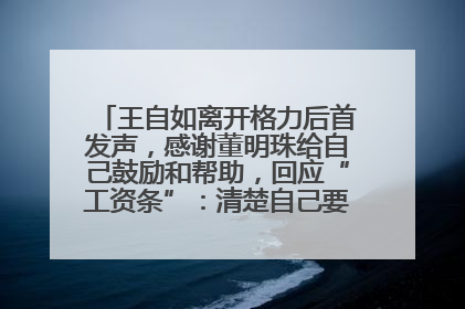 王自如离开格力后首发声，感谢董明珠给自己鼓励和帮助，回应“工资条”：清楚自己要什么，工资条不重要