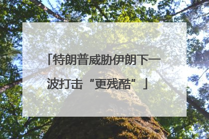 特朗普威胁伊朗下一波打击“更残酷”