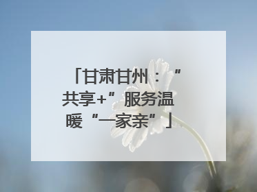 甘肃甘州：“共享+”服务温暖“一家亲”