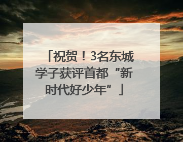 祝贺！3名东城学子获评首都“新时代好少年”