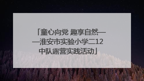 童心向党 趣享自然——淮安市实验小学二12中队露营实践活动
