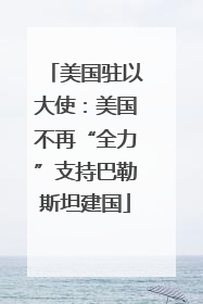 美国驻以大使：美国不再“全力”支持巴勒斯坦建国