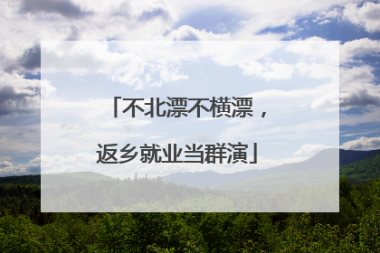 不北漂不横漂，返乡就业当群演