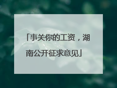 事关你的工资，湖南公开征求意见
