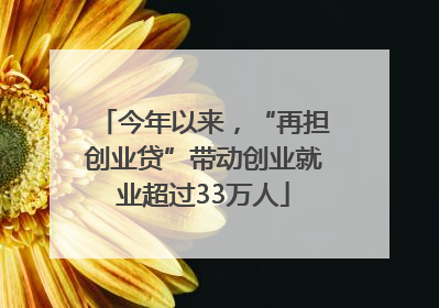 今年以来，“再担创业贷”带动创业就业超过33万人