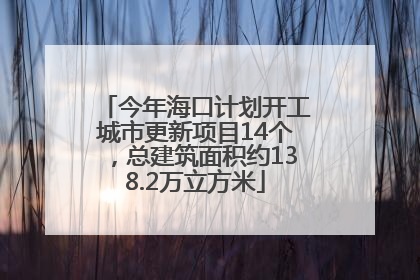 今年海口计划开工城市更新项目14个，总建筑面积约138.2万立方米