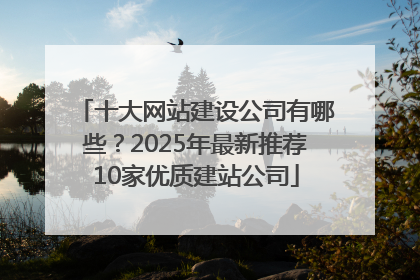 十大网站建设公司有哪些？2025年最新推荐10家优质建站公司