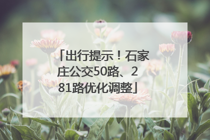 出行提示！石家庄公交50路、281路优化调整