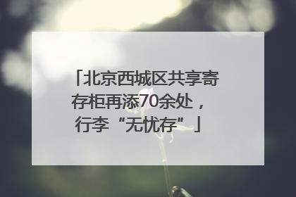 北京西城区共享寄存柜再添70余处，行李“无忧存”