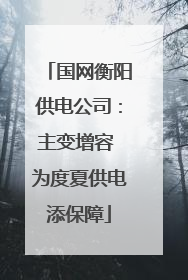 国网衡阳供电公司：主变增容 为度夏供电添保障