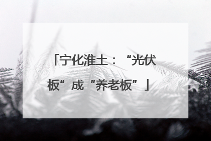 宁化淮土：“光伏板”成“养老板”
