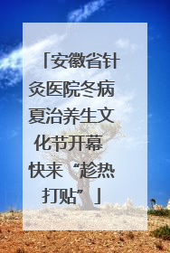 安徽省针灸医院冬病夏治养生文化节开幕 快来“趁热打贴”