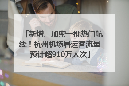 新增、加密一批热门航线！杭州机场暑运客流量预计超910万人次