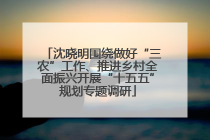 沈晓明围绕做好“三农”工作、推进乡村全面振兴开展“十五五”规划专题调研