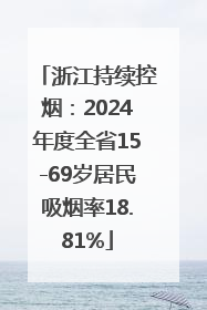 浙江持续控烟：2024年度全省15-69岁居民吸烟率18.81%