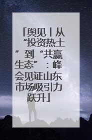 舆见丨从“投资热土”到“共赢生态”：峰会见证山东市场吸引力跃升