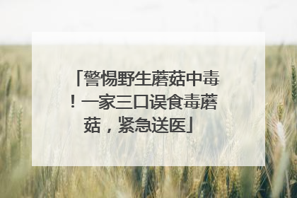 警惕野生蘑菇中毒！一家三口误食毒蘑菇，紧急送医