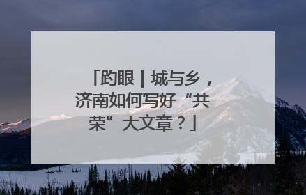 趵眼｜城与乡，济南如何写好“共荣”大文章？