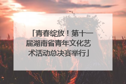 青春绽放！第十一届湖南省青年文化艺术活动总决赛举行