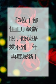 3位干部任正厅级新职，他获提拔不到一年再度履新